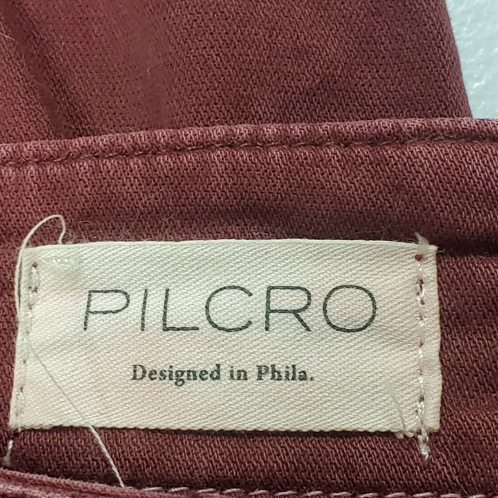Pilcro Anthropologie Wide Leg Pants Size 31 Red Retro High Rise Boho Indie - Picture 5 of 14